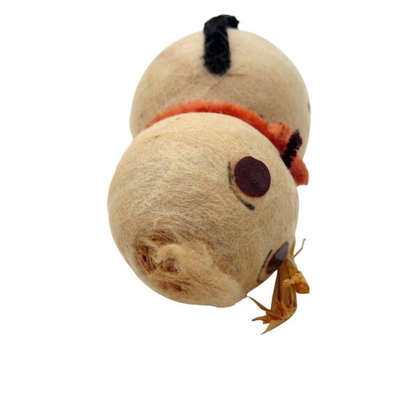 Vintage Spun Cotton Snowman Figurine 10c Tag and Flocked Dancing Santa Ornament - Picture 6 of 7